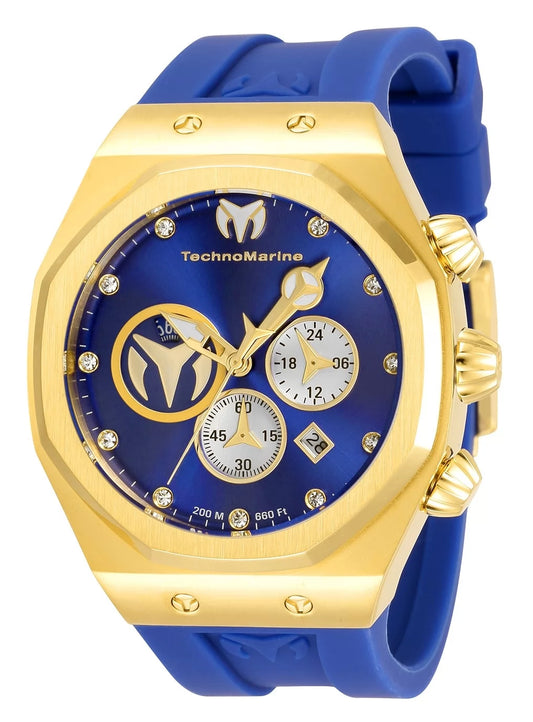 Technomarine Men's Reef Sun Quartz Chronograph Blue, Silver, Gold Dial Watch