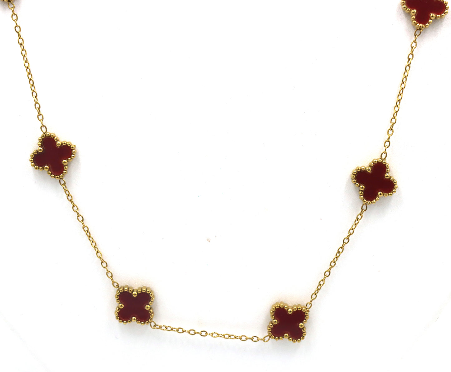 Gold plated clover station adjustable necklace