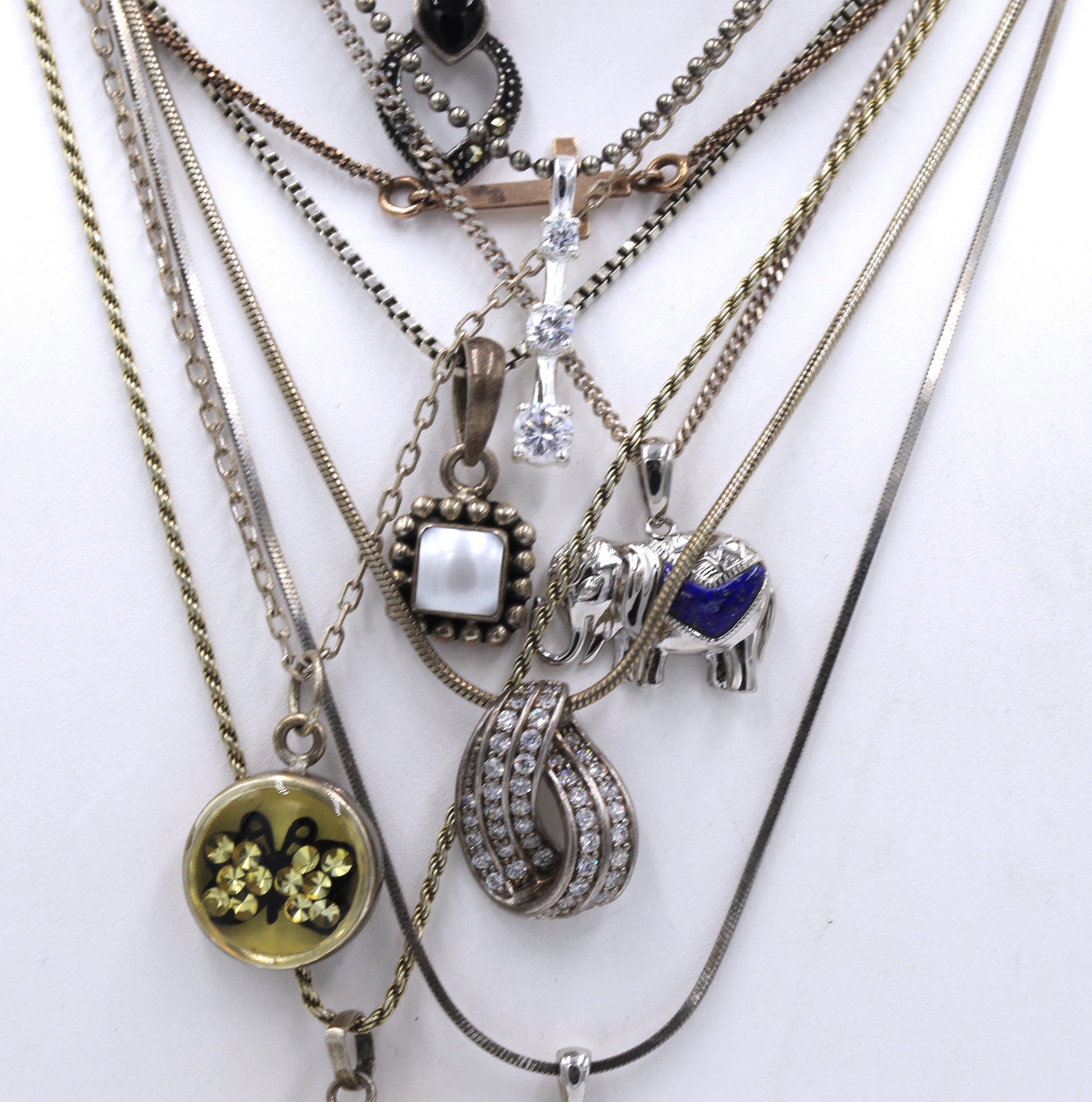 Group lot of Vintage 925 sterling silver necklaces