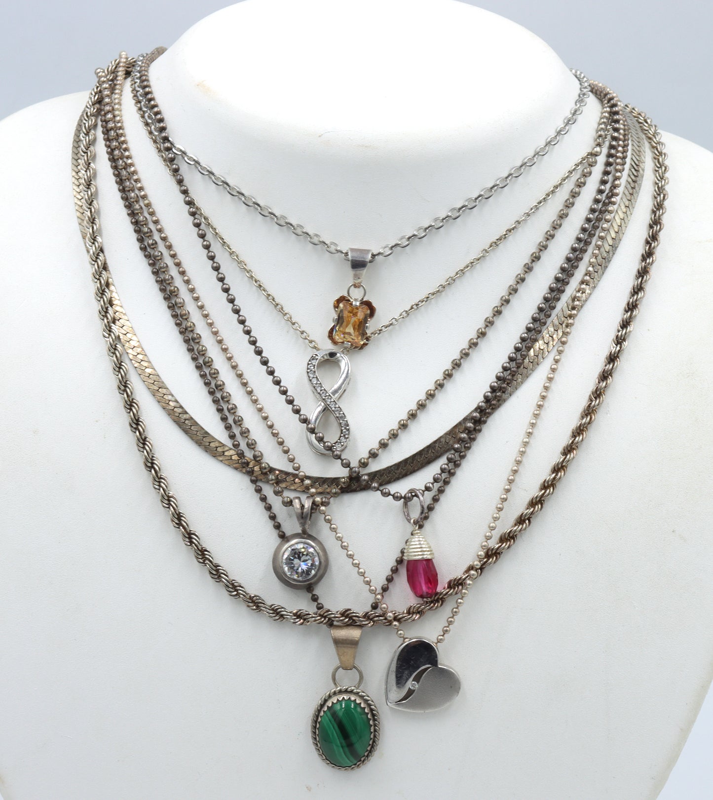 Group lot of 8 Vintage 925 sterling silver necklaces