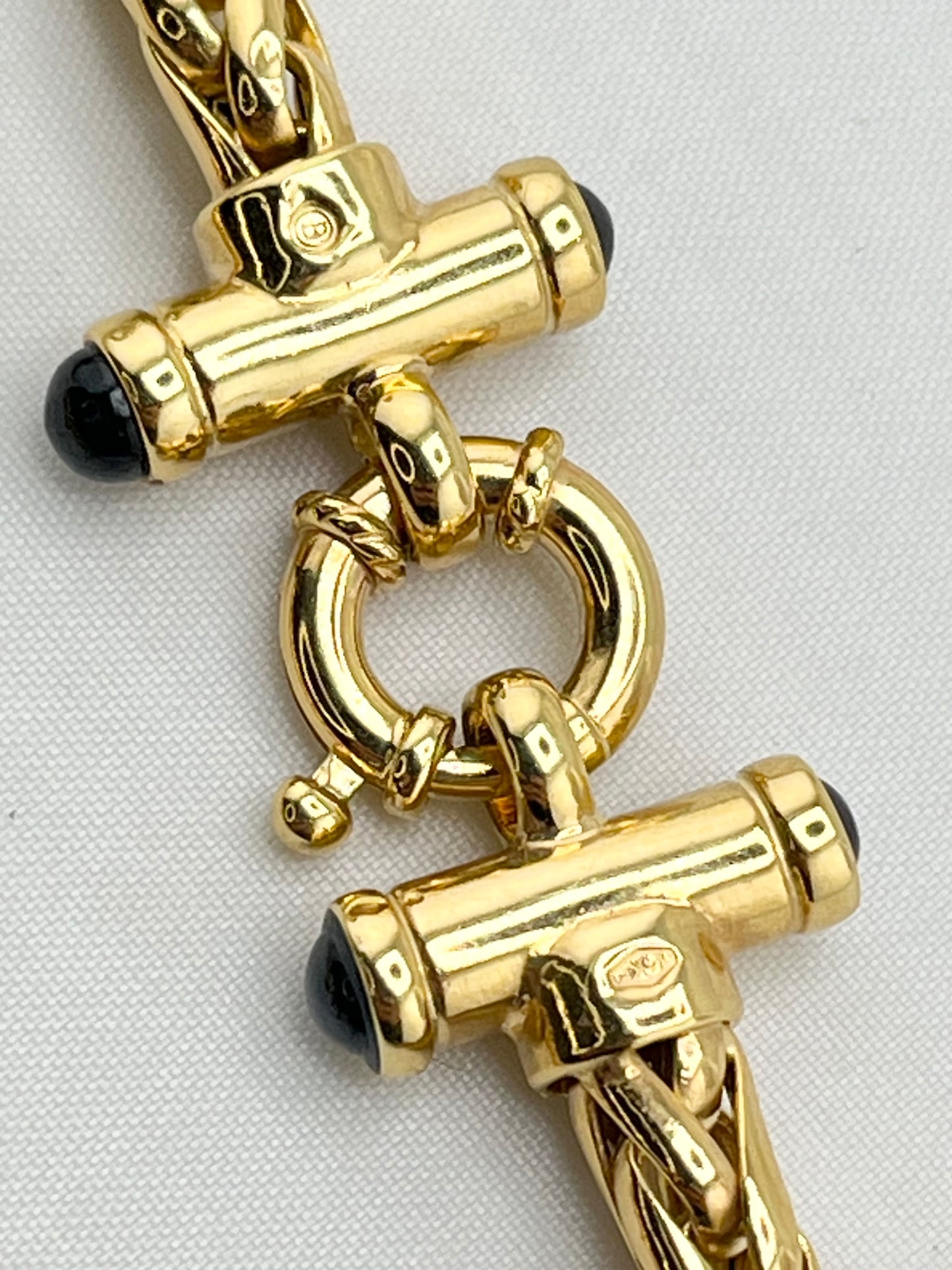 Italian 14KT Yellow Gold 5MM Franco Chain necklace With Black Onyx Springring Clasp