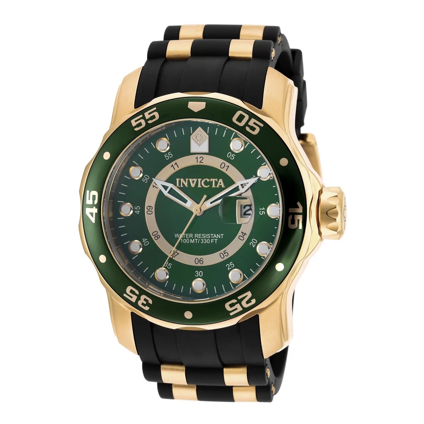 Invicta Men's Pro Diver Quartz GMT Gold, Green Dial Watch
