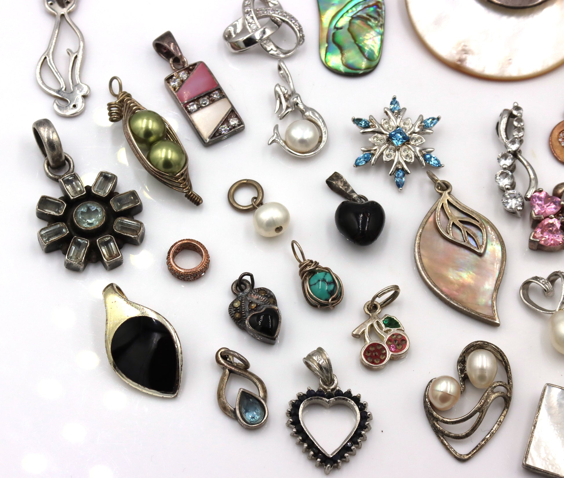 Group lot of vintage 925 sterling silver pendants