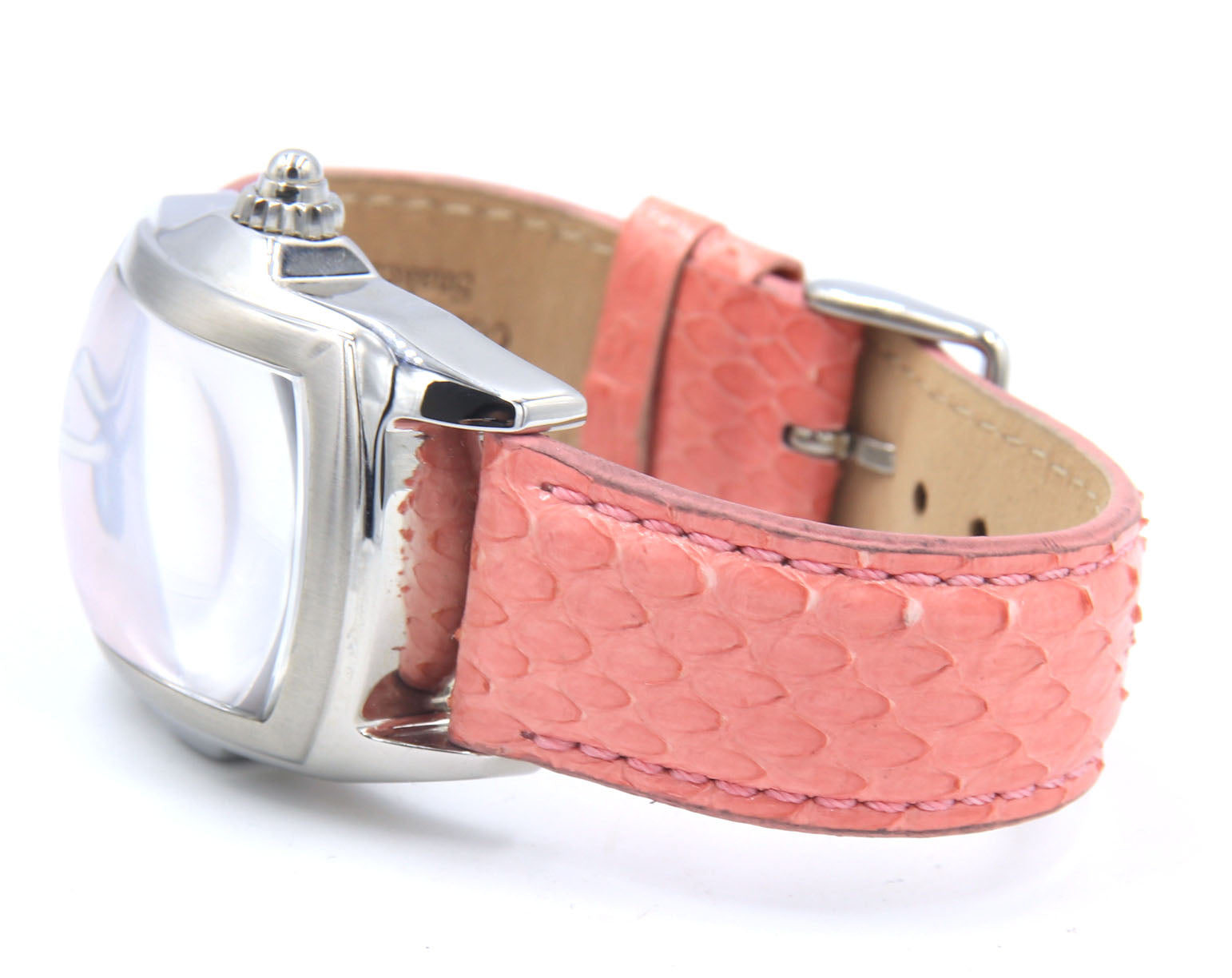Invicta lady lupah pink dial quartz snake skin strap watch