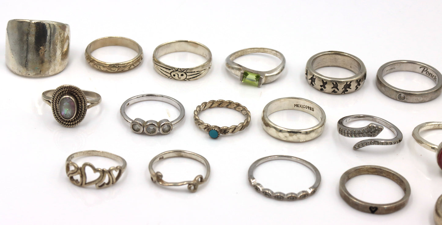 Group lot of Vintage 925 sterling silver rings