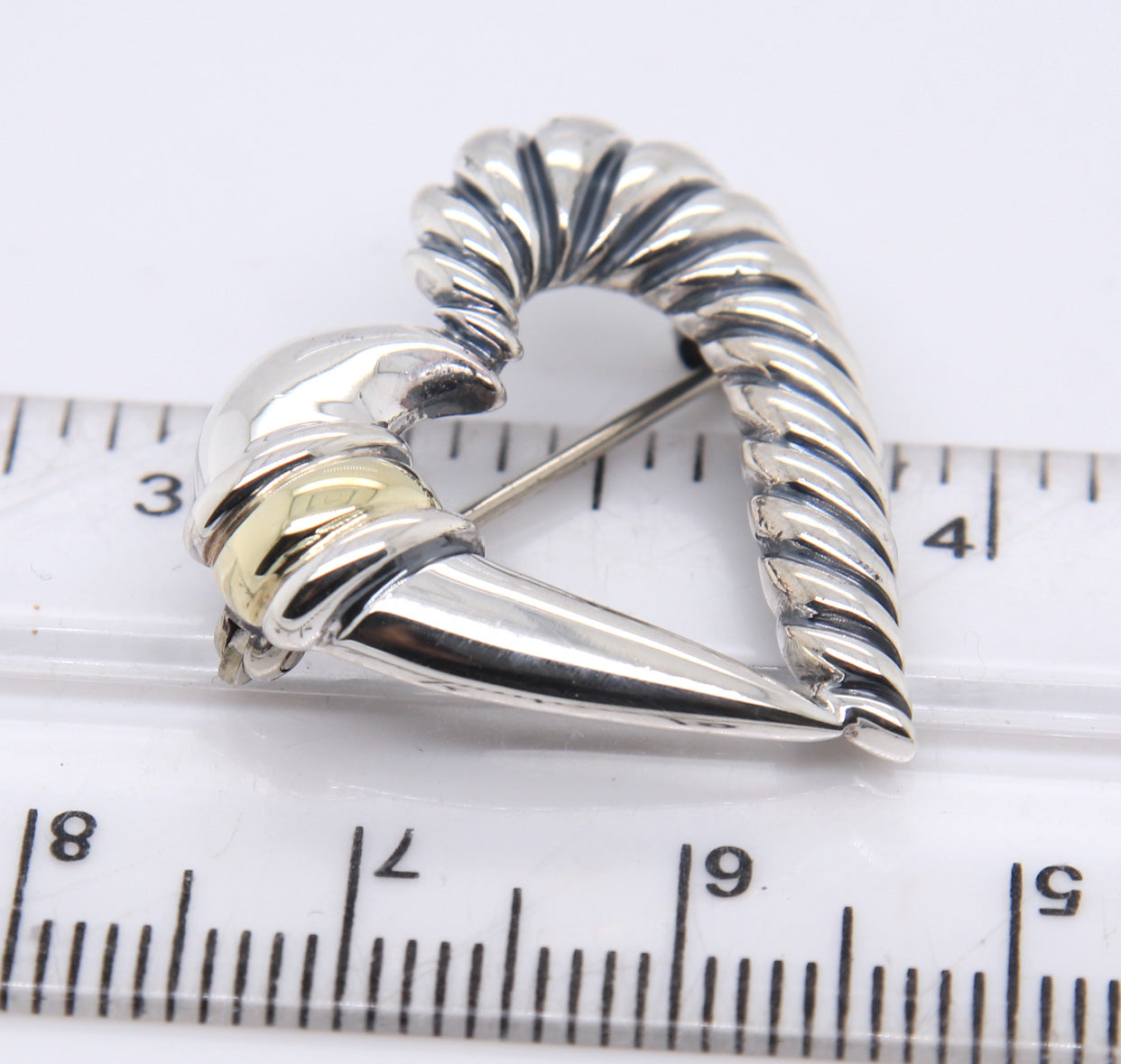 David Yurman 2 Tone Cable Open Heart Brooch