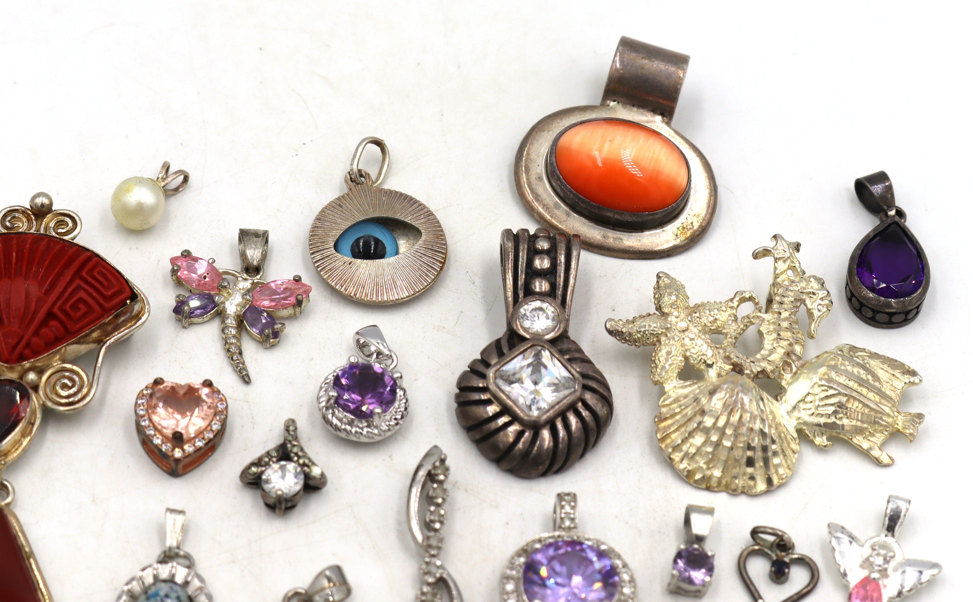 Group lot of Vintage 925 sterling silver pendants