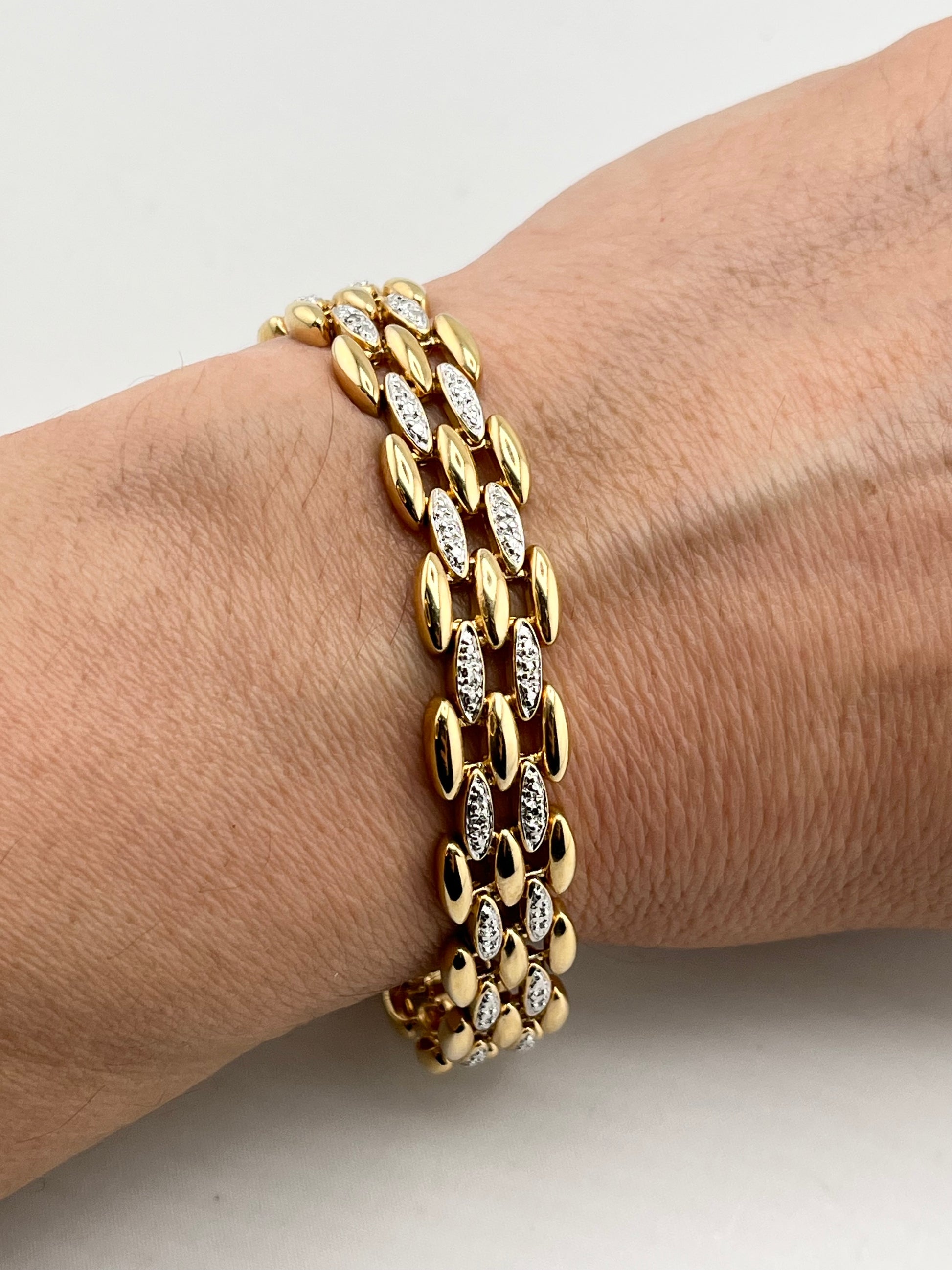 925 Gold tone Sterling Silver Ross- Simons Style With CZ Accent Bracelet