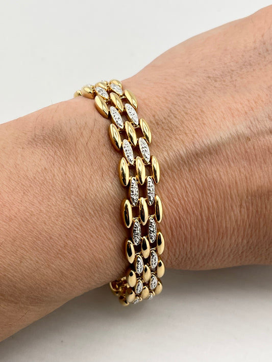 925 Gold tone Sterling Silver Ross- Simons Style With CZ Accent Bracelet