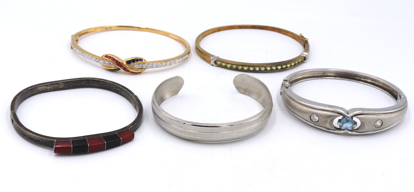 Group lot of vintage 925 sterling silver bangles