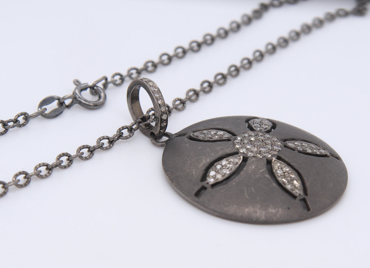 Dazzling Silver Diamond Sand Dollar Necklace