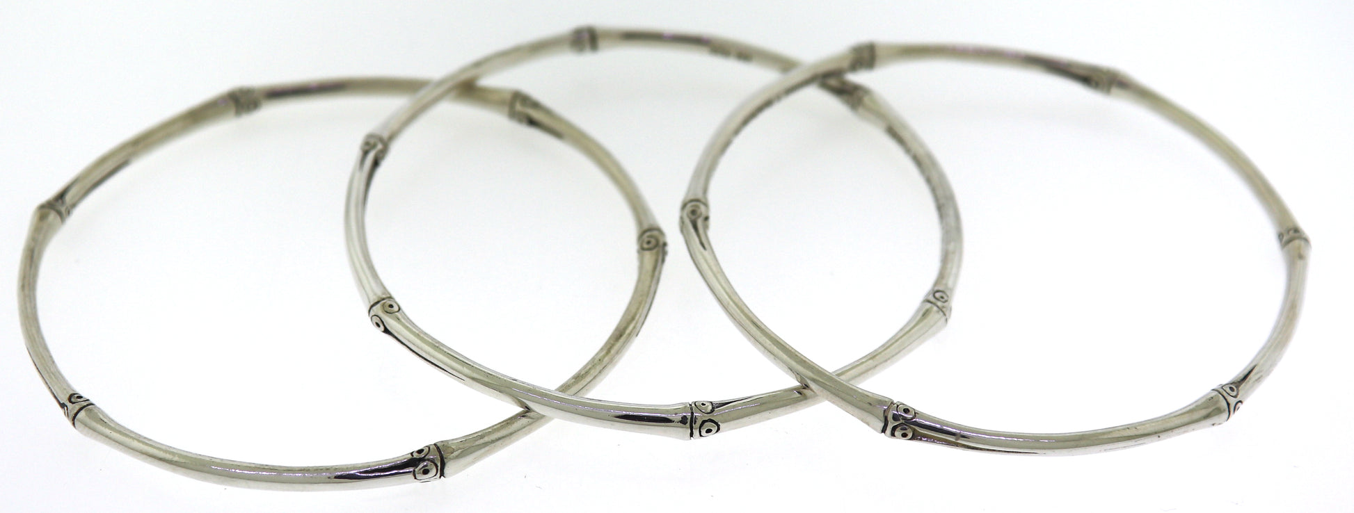 Trendy Silver John Hardy Set of 3 Bamboo Bangles