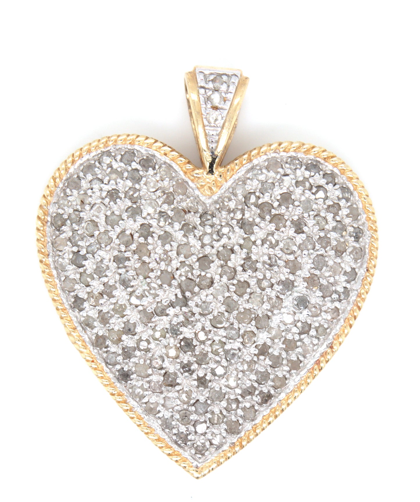 10kt Yellow gold diamond heart shaped pendant