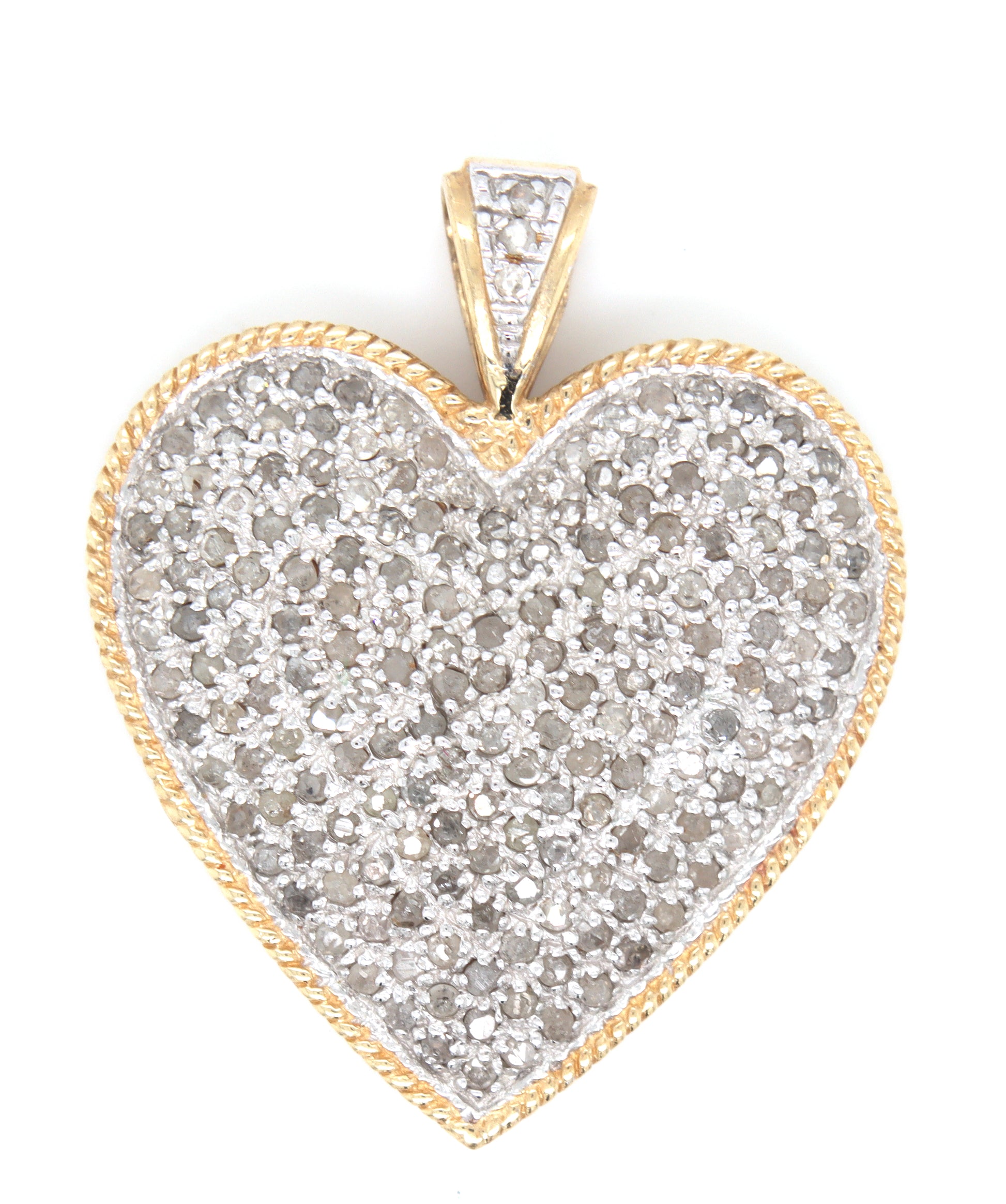10kt Yellow gold diamond heart shaped pendant