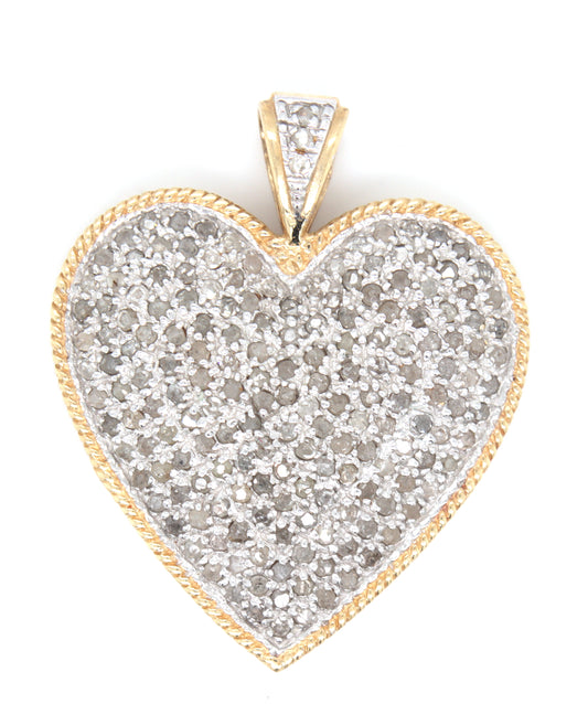 10kt Yellow gold diamond heart shaped pendant