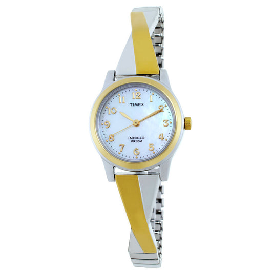 Timex Main Street Womens Two Tone Stainless Steel Quartz Watch White Dial