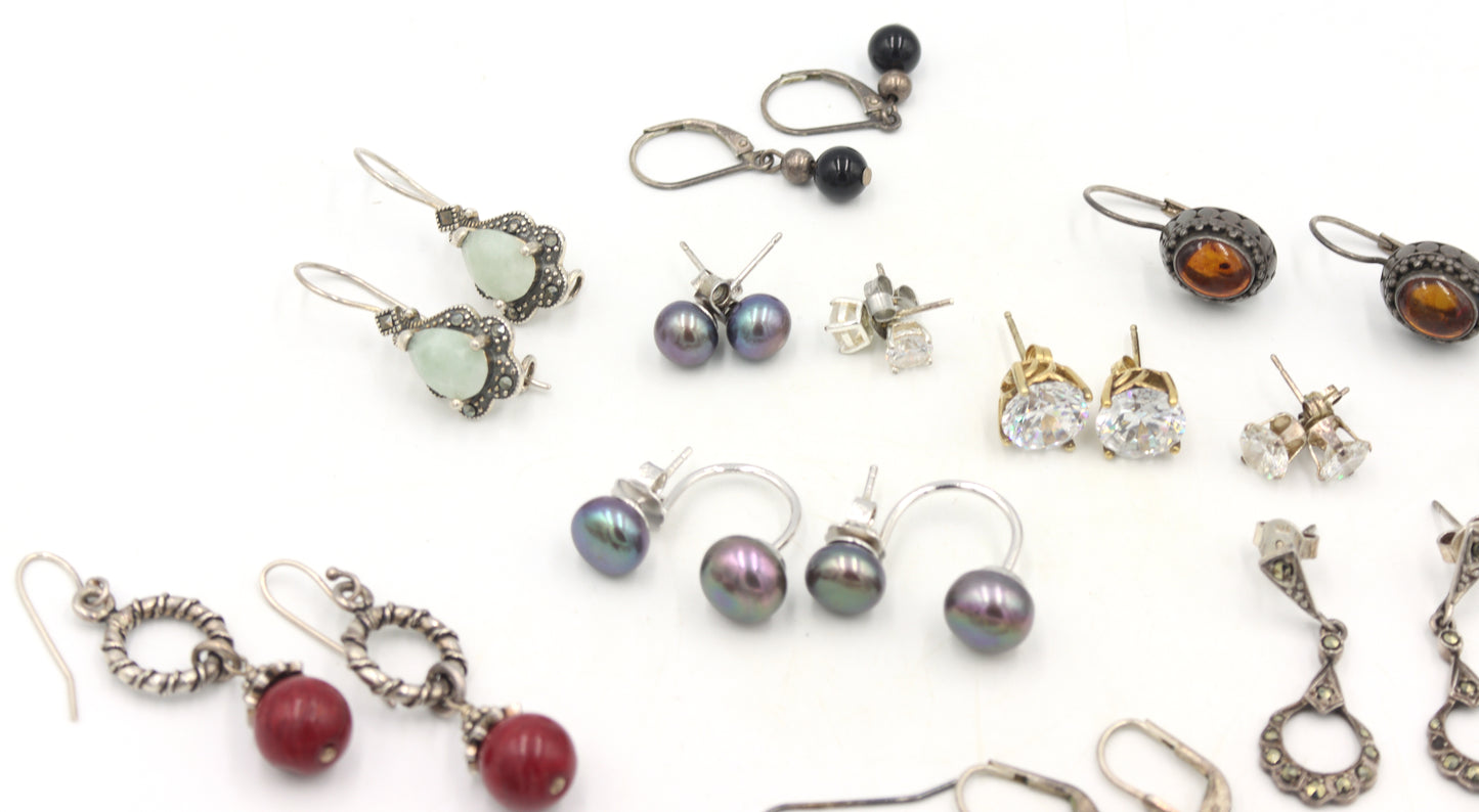 Group lot of Vintage 925 sterling silver earrings