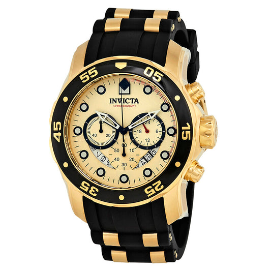 Invicta Pro Diver Chronograph Gold Dial Black Strap Men's Watch
