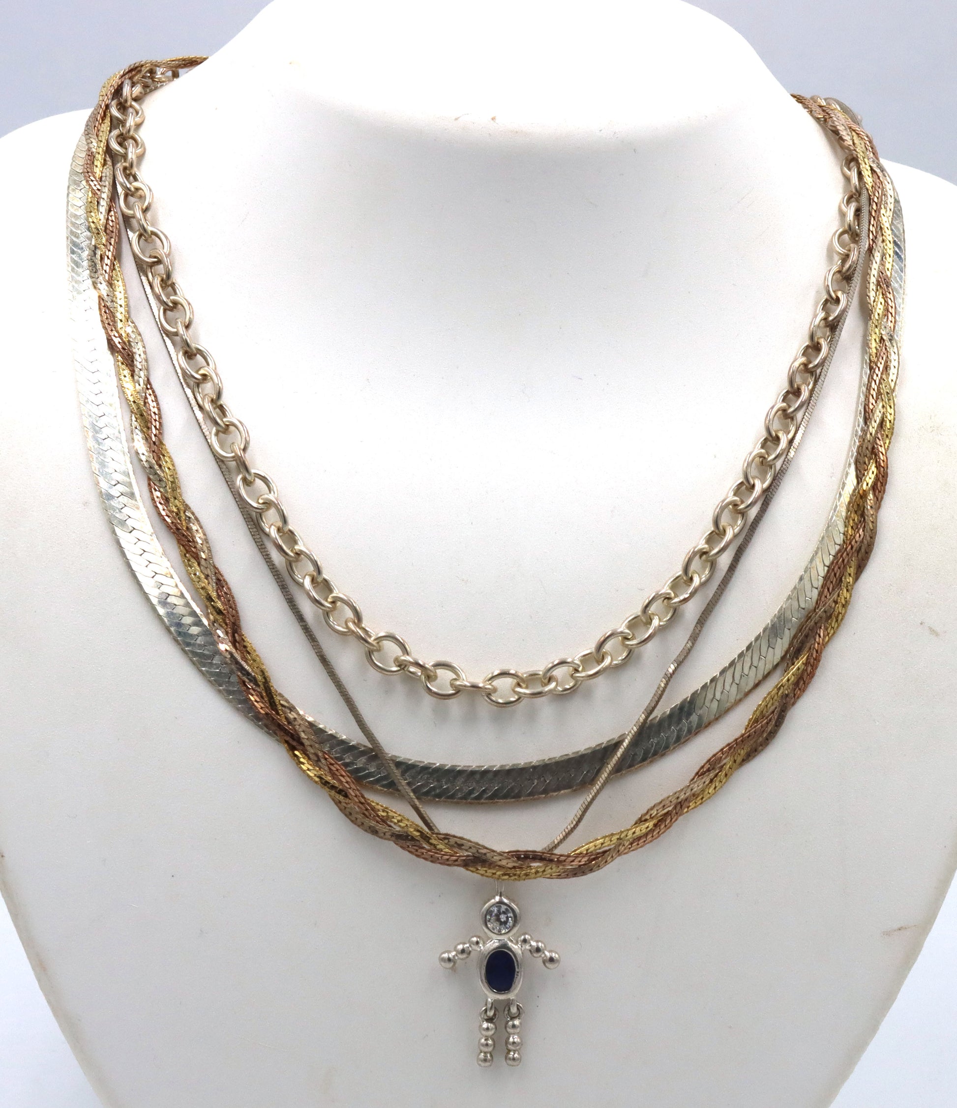 Vintage 925 sterling silver group lot of 4 necklaces