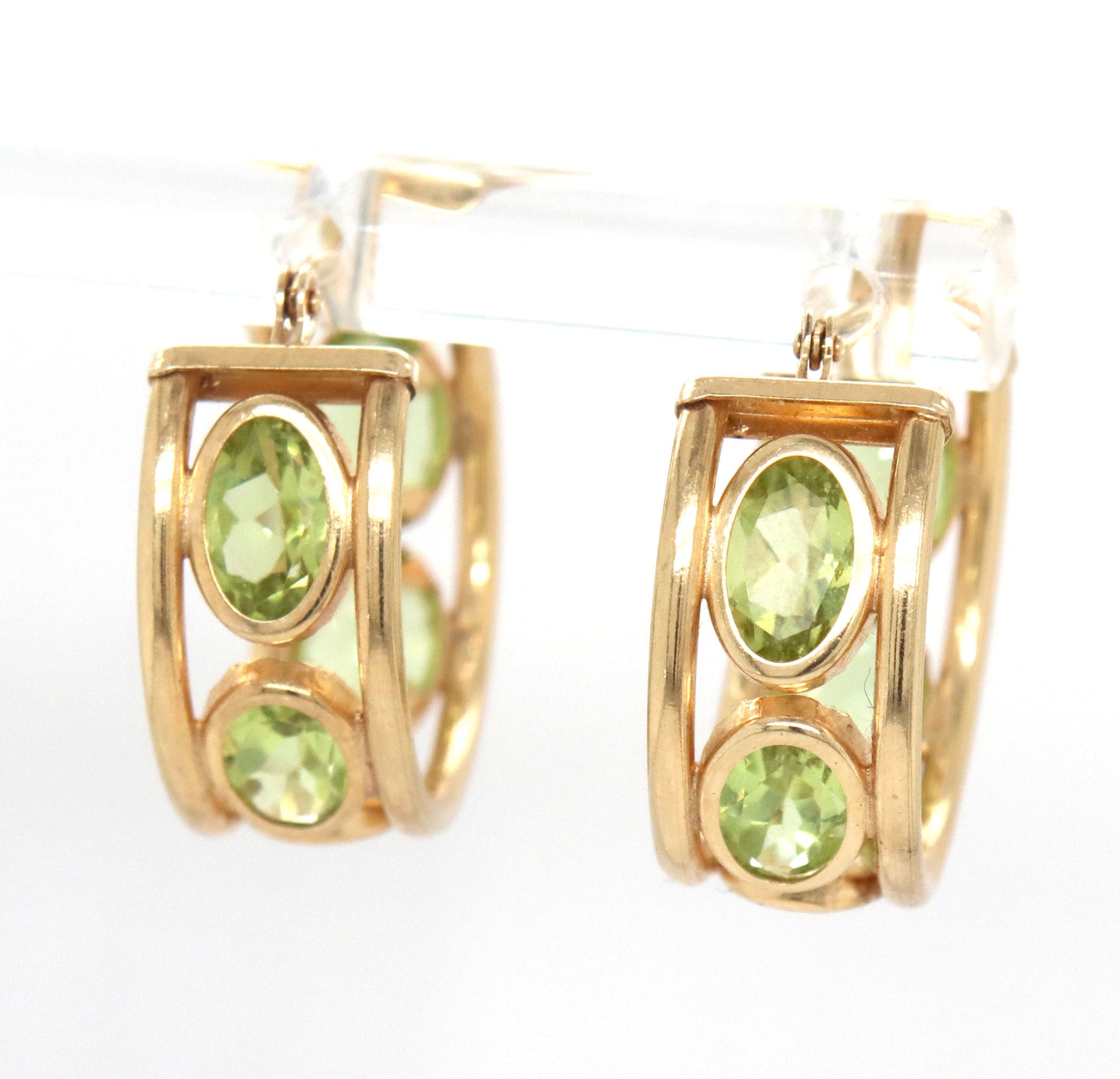 14kt Yellow gold Peridot hoop earrings