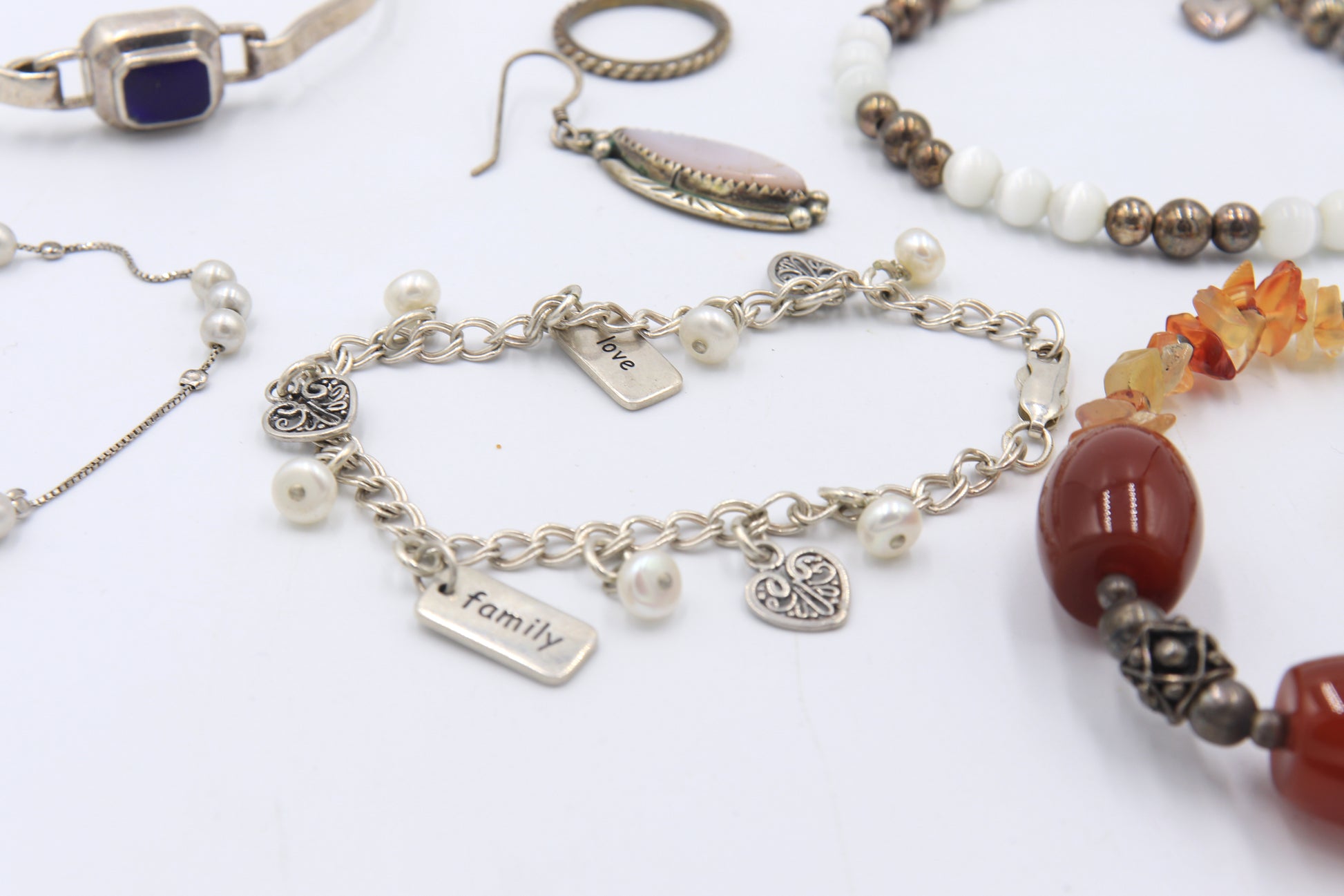 Lot of Vintage 925 Sterling Silver Gemstone Bracelets
