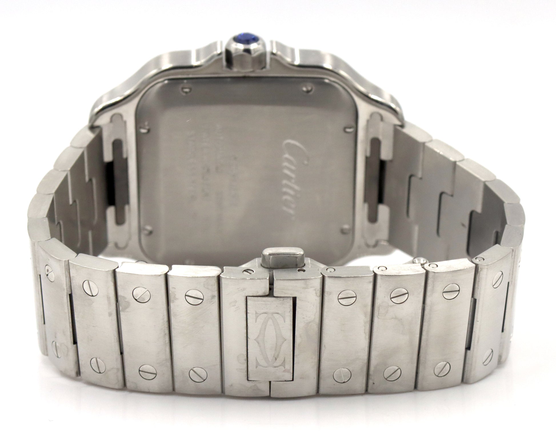 Cartier Santos date stainless steel watch