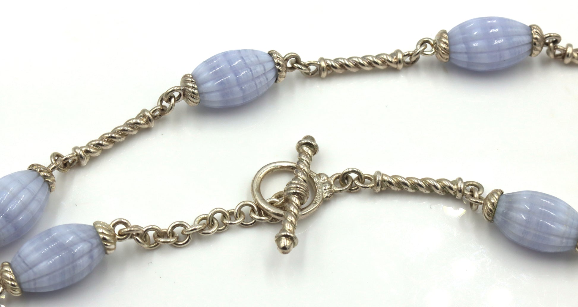 925 Stereling Silver Whitney Kelly Blue Lace Agate Necklace