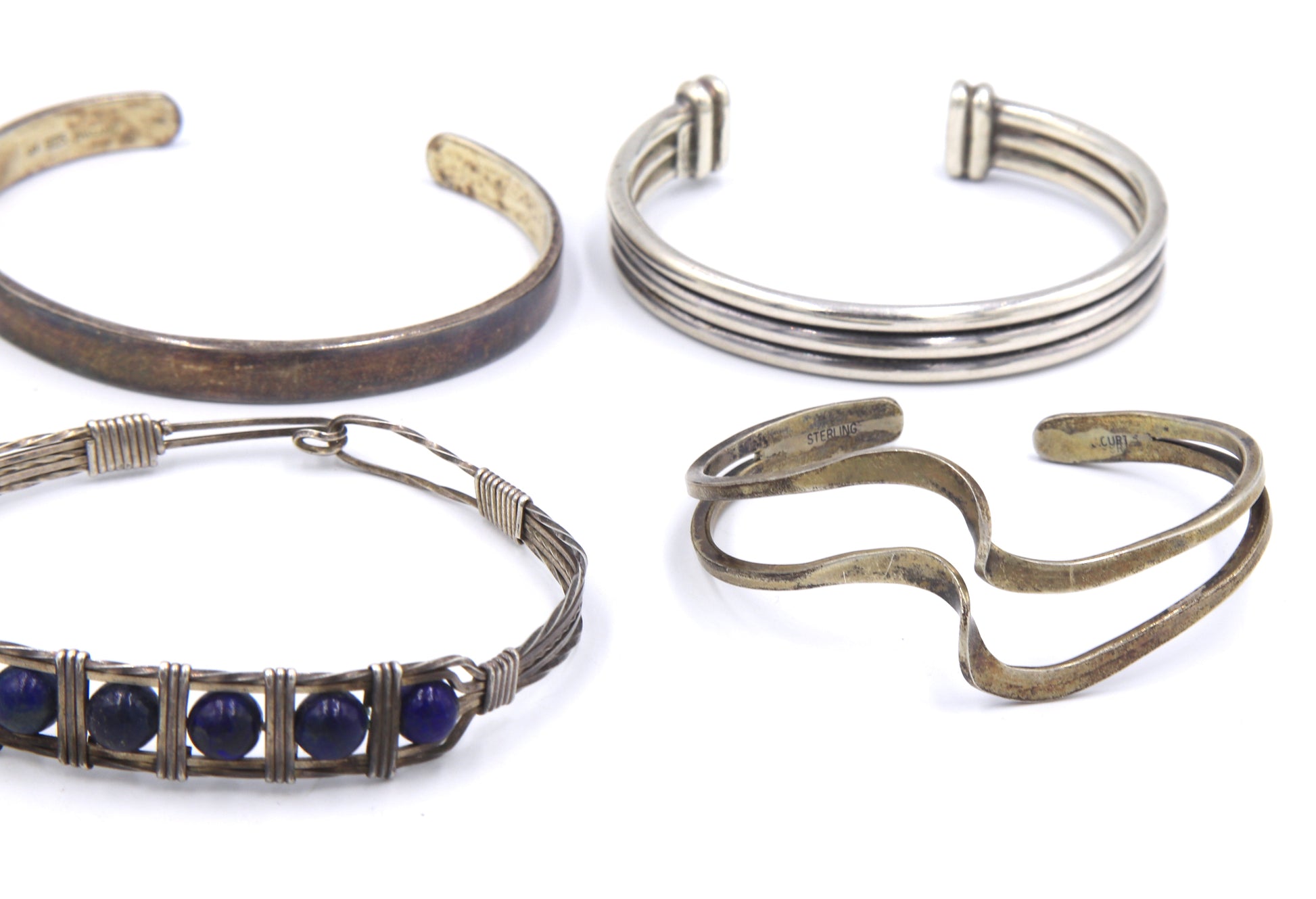 Group lot of vintage 925 sterling silver bangles