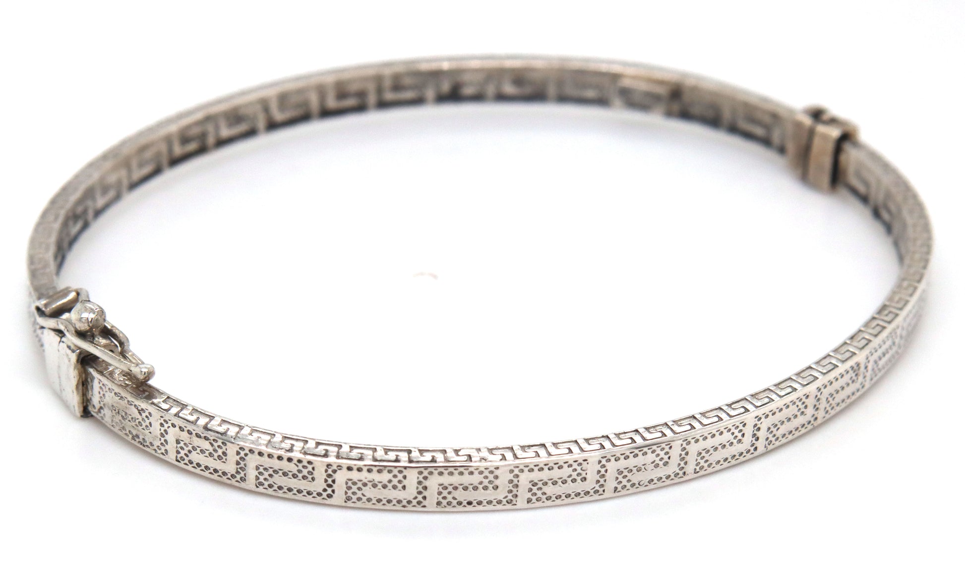 Greek key bangle bracelet in 925 sterling silver