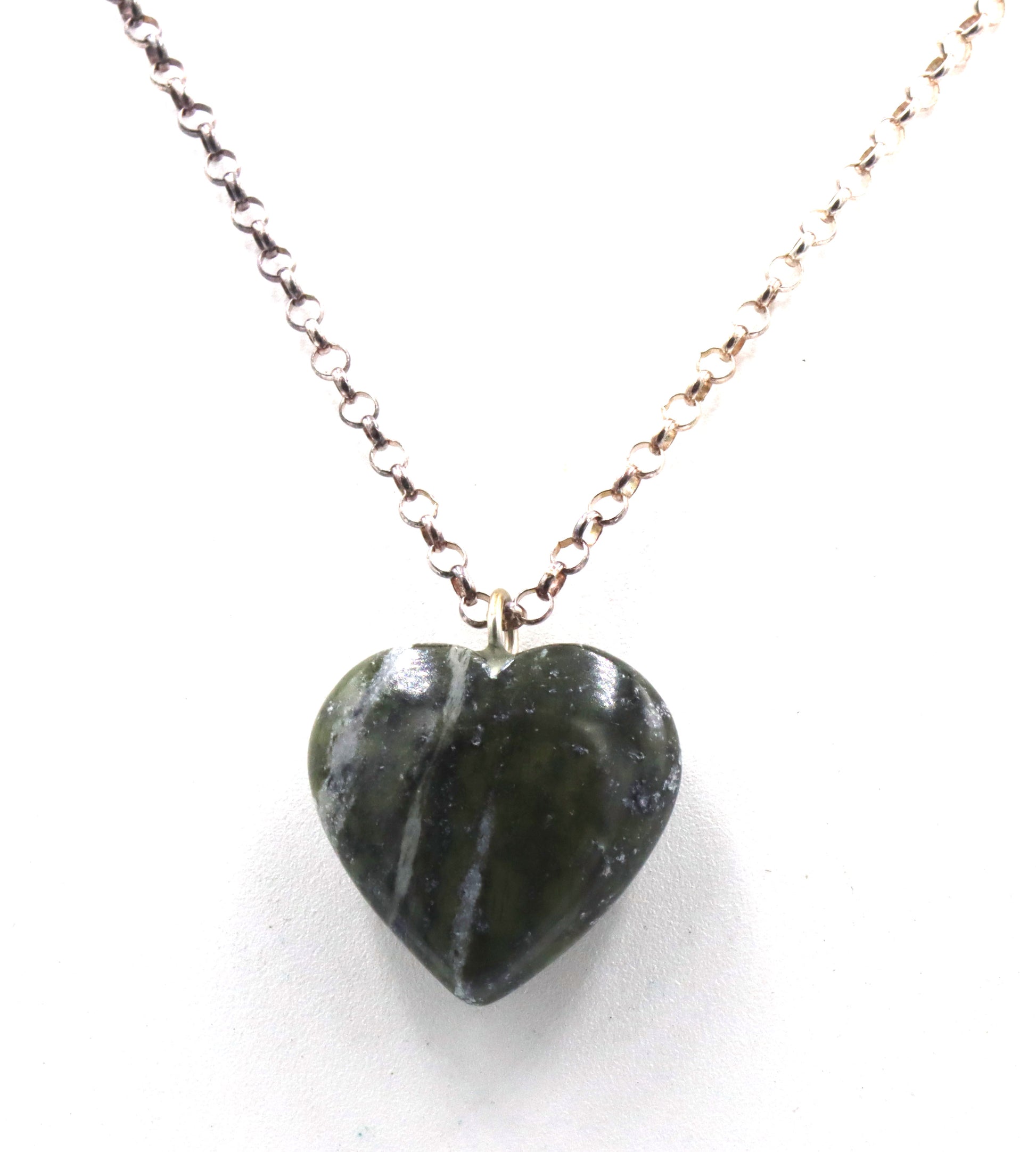 925 Sterling silver heart shaped gemstone pendant on chain