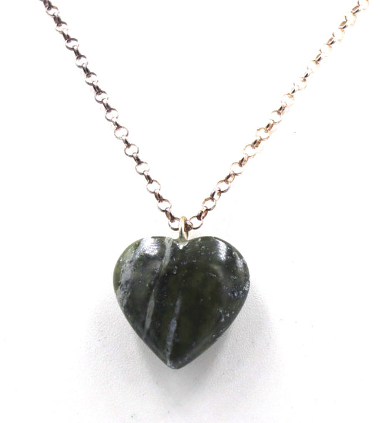 925 Sterling silver heart shaped gemstone pendant on chain