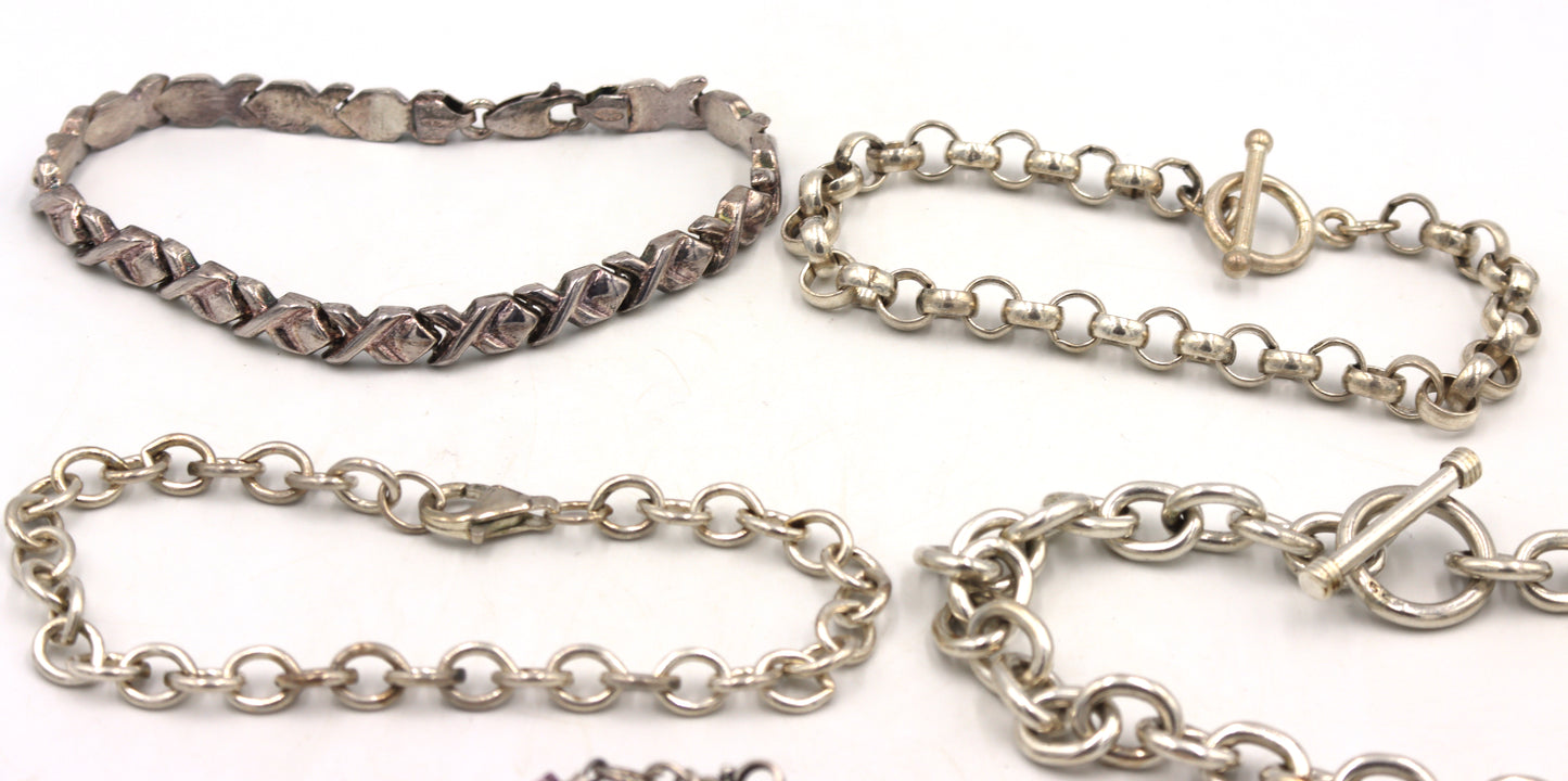 Vintage 925 sterling silver group lot of 5 bracelets