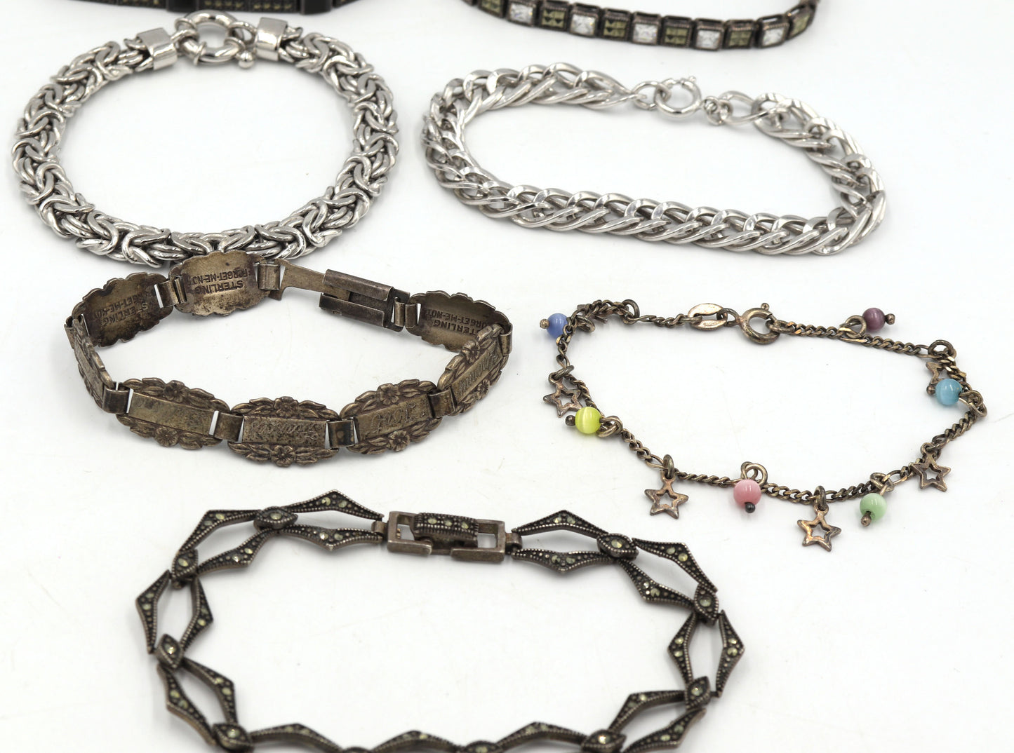 Group lot of Vintage 925 sterling silver bracelets