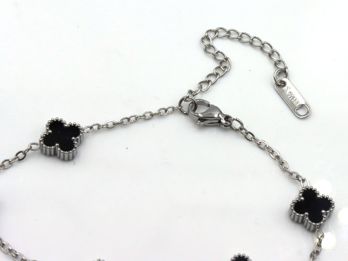 Black onyx stainless steel bracelet