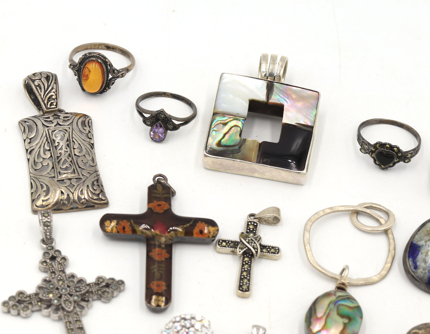 Group lot of Vintage 925 sterling silver misc jewelry