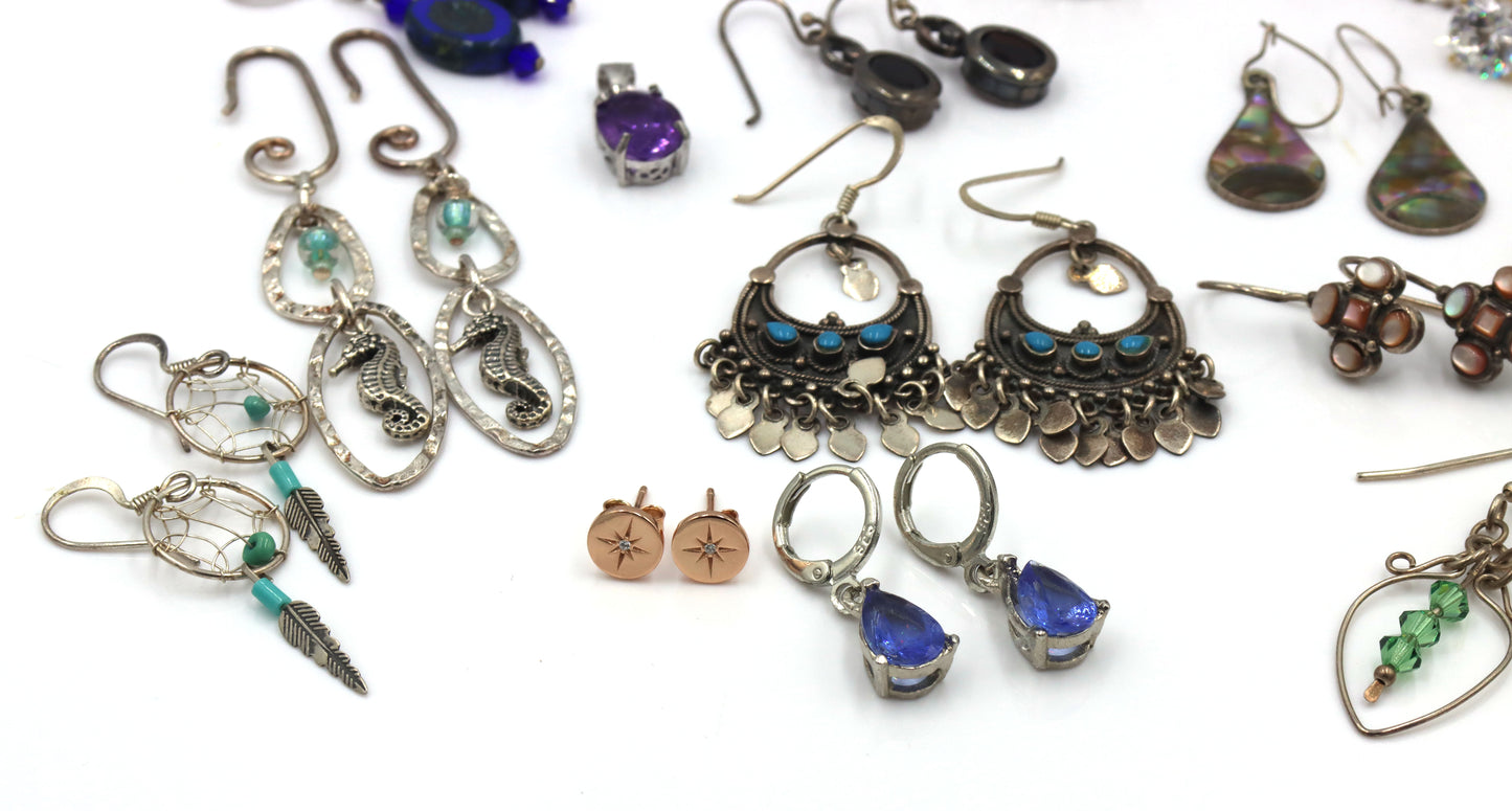 Group lot of Vintage 925 sterling silver earrings