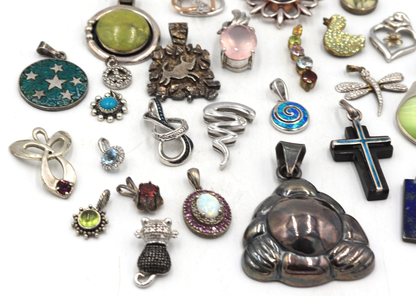 Group lot of vintage 925 sterling silver pendants