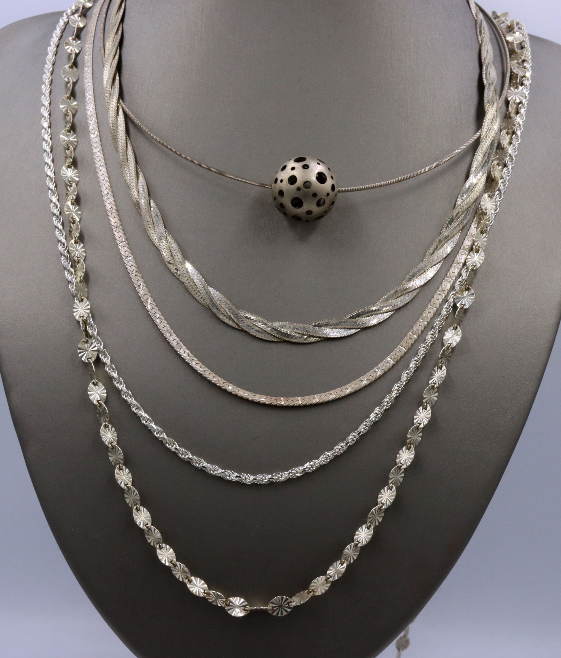 Vintage 925 sterling silver group lot of 5 necklaces