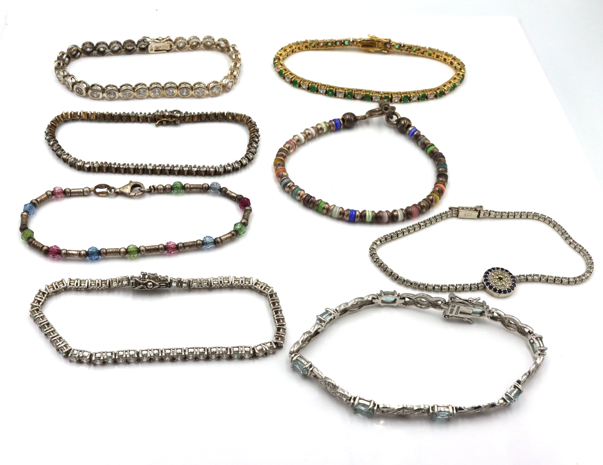 Group lot of 8 vintage 925 sterling silver bracelets