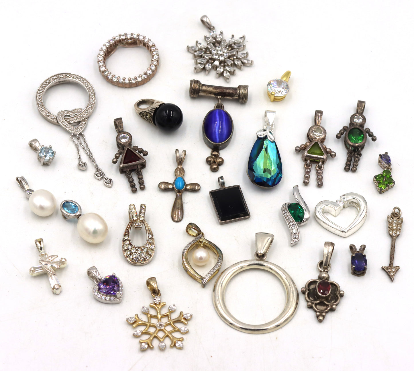 Group lot of Vintage 925 sterling silver pendants