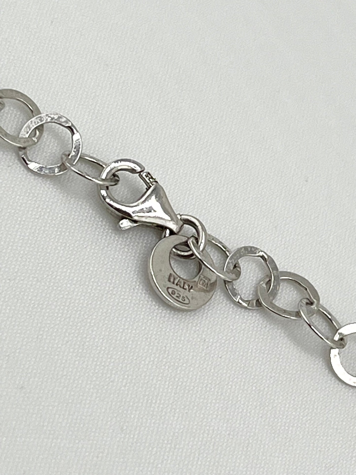 M Italy 925 sterling Silver Two Tone Circle Link Necklace