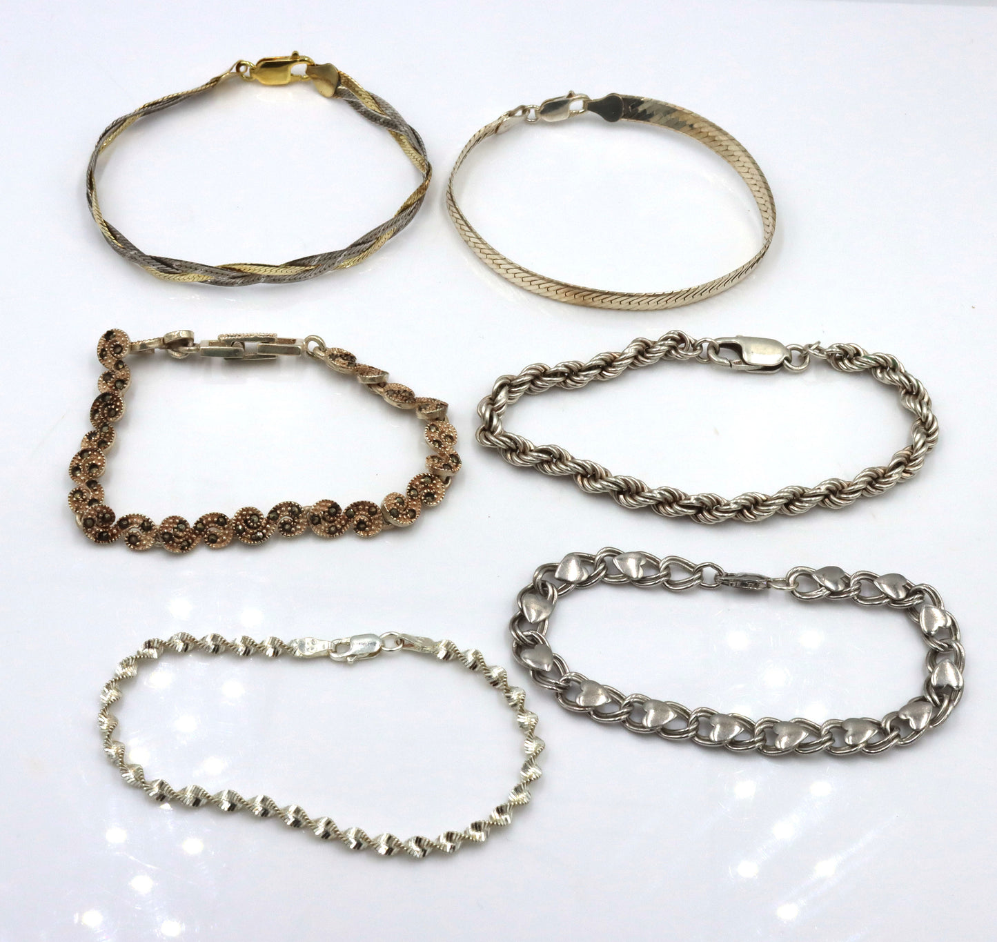 Group lot of 6 vintage 925 sterling silver bracelets