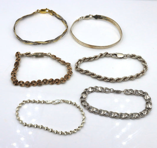 Group lot of 6 vintage 925 sterling silver bracelets