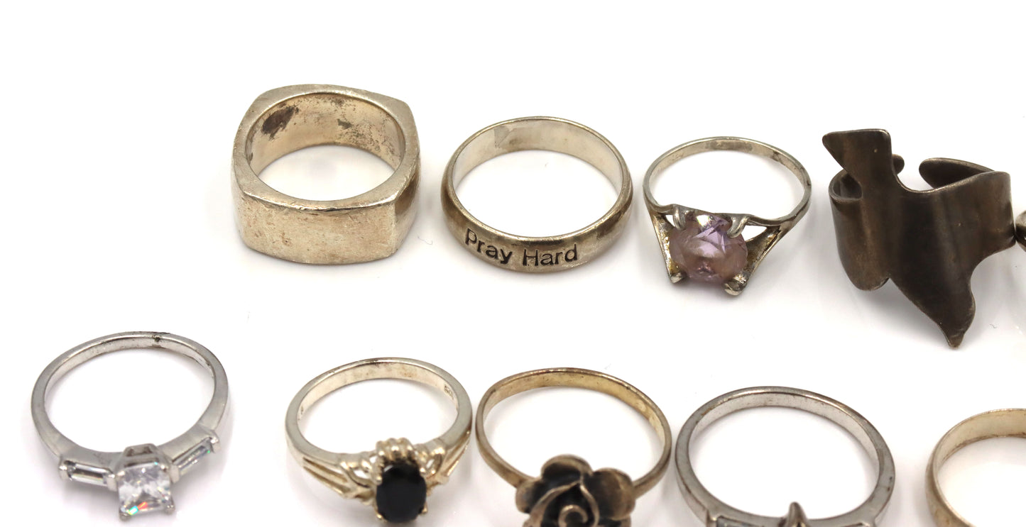 Group lot of Vintage 925 sterling silver rings