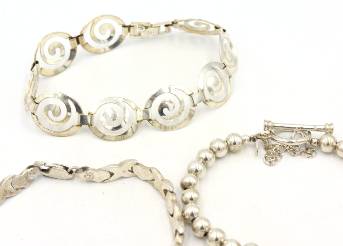 Vintage 925 sterling silver group lot of 6 bracelets