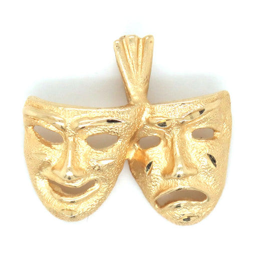14kt Yellow gold Comedy and Tracedy charm pendant