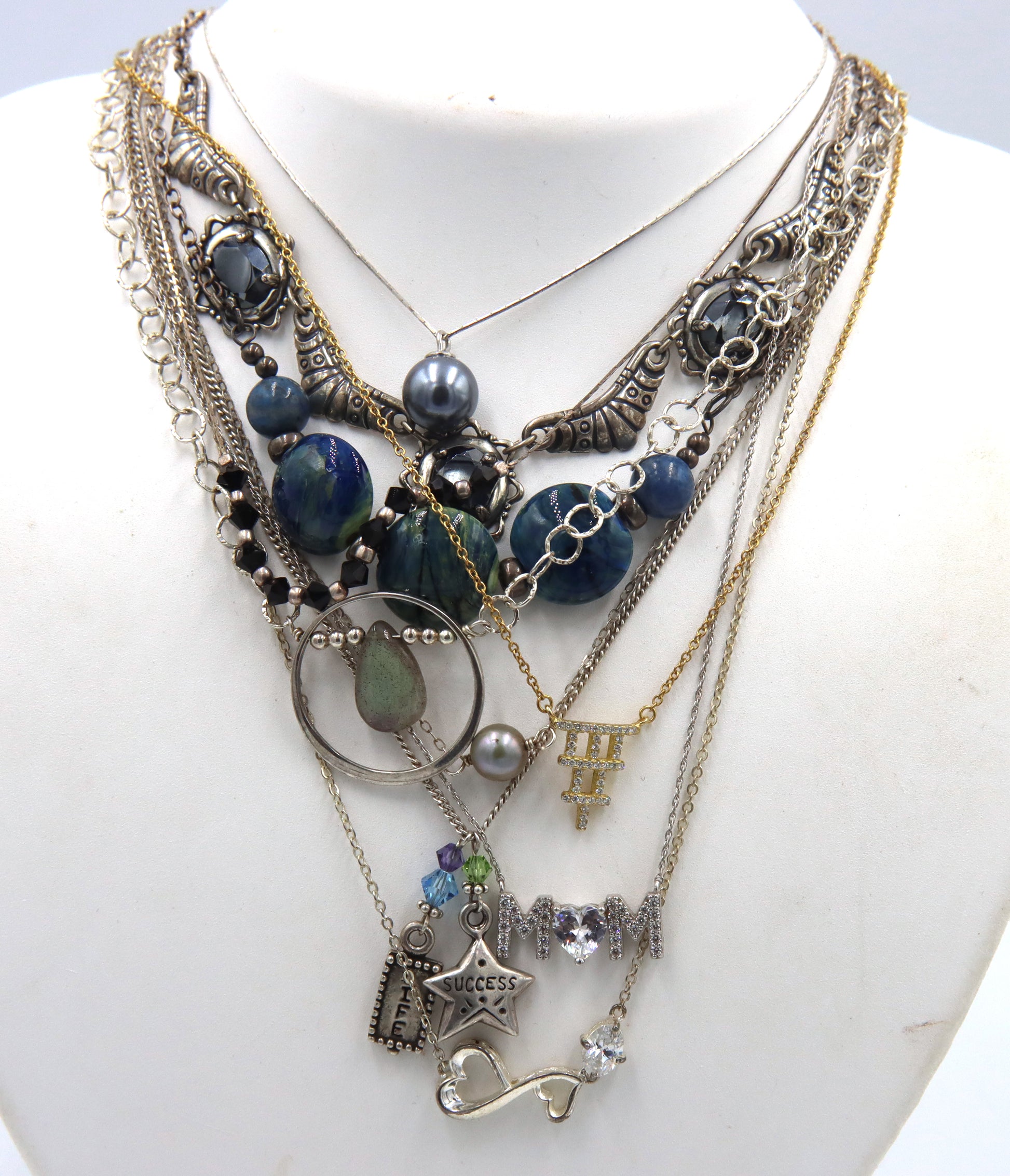 Group lot of Vintage 925 sterling silver necklaces