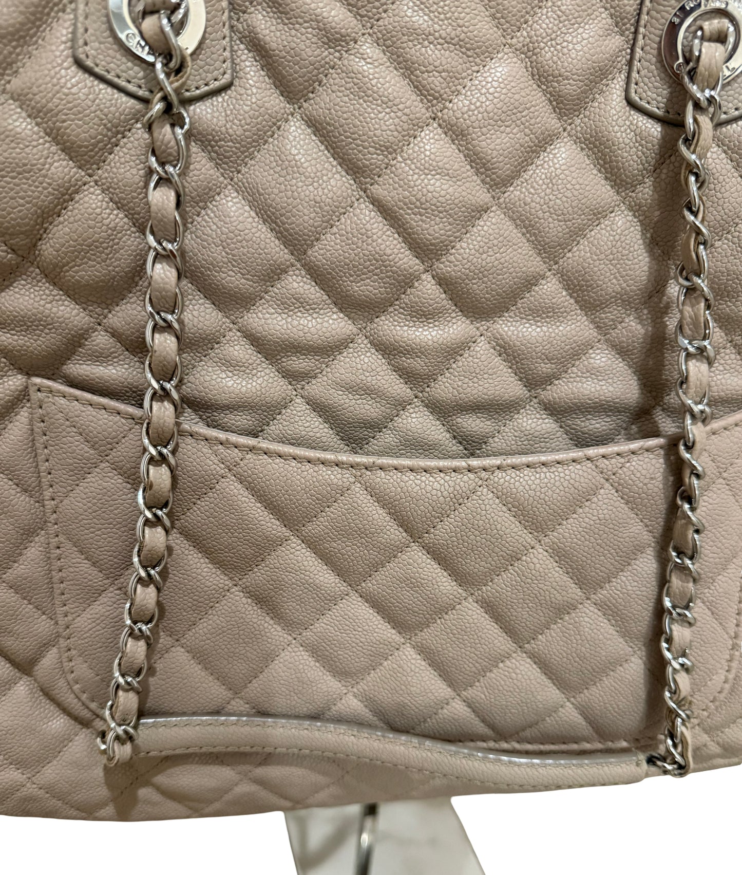 Pre owned authentic beige Chanel tote bag