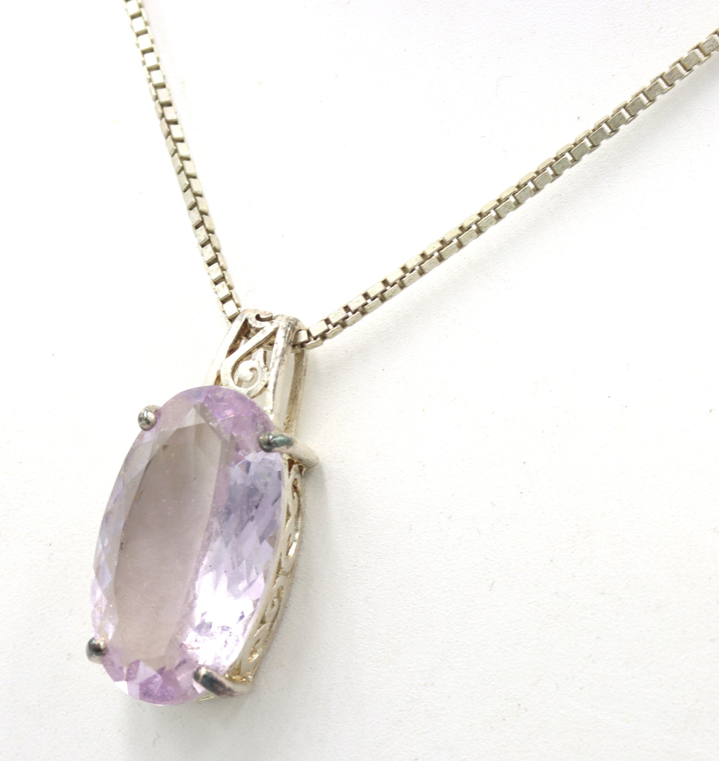 Vintage 925 sterling silver crystal pendant on Italian box chain