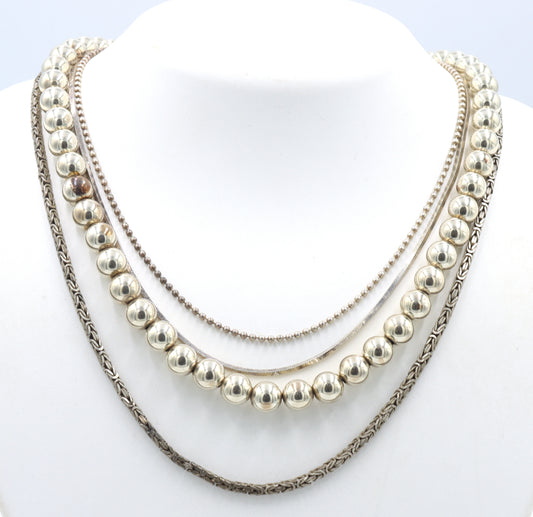 Group lot of 4 Vintage 925 sterling silver necklaces